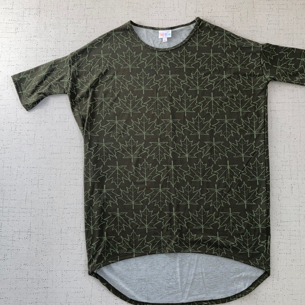 LuLaRoe Irma size XXS Green Leaf Leaves